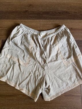 American Eagle Beige Plaid Lace-Trim Boxers